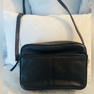 Cole Haan Black Pebbled Leather Crossbody with Gold Hardware